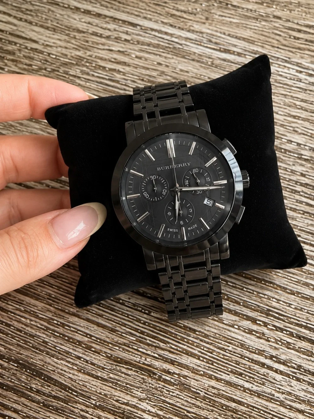 Burberry Men's Black Chronograph Stainless Steel Watch